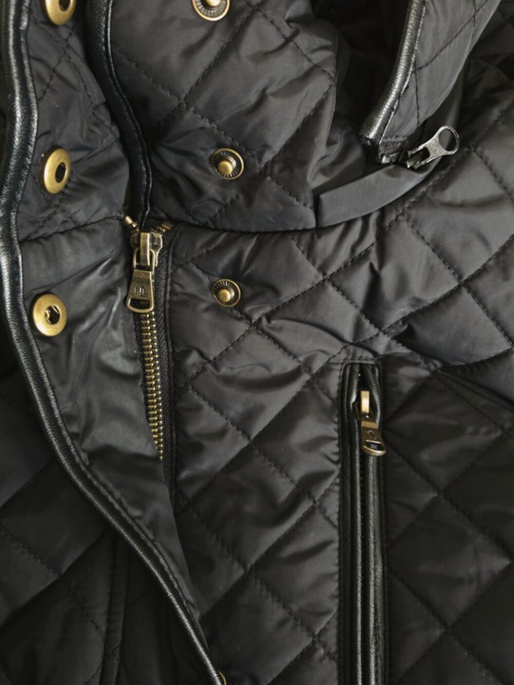 NWOT Ralph Lauren sz 2X black diamond quilted zip up hooded anorak coat / jacket - Picture 8 of 10